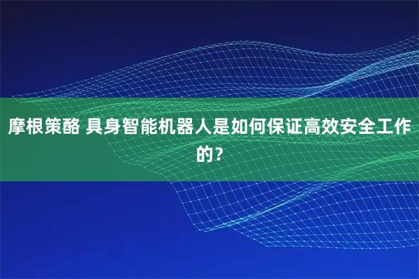 摩根策酪 具身智能机器人是如何保证高效安全工作的？