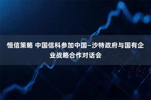 恒信策略 中国信科参加中国—沙特政府与国有企业战略合作对话会